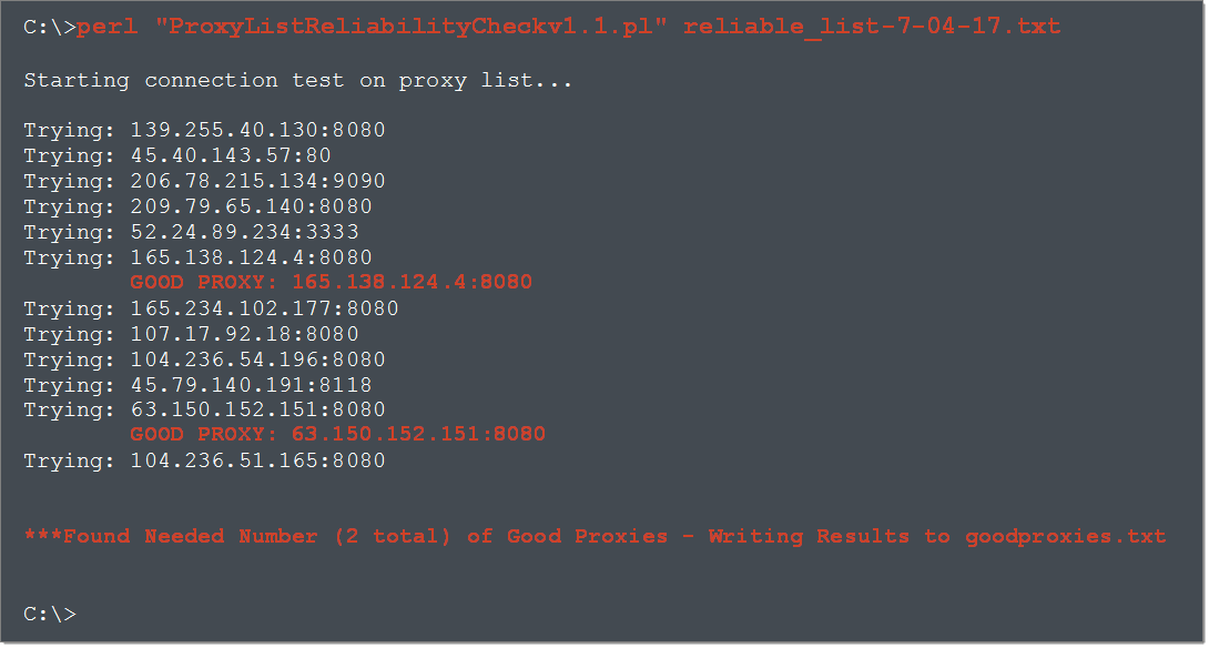 ProxyListReliabilityCheck - Example