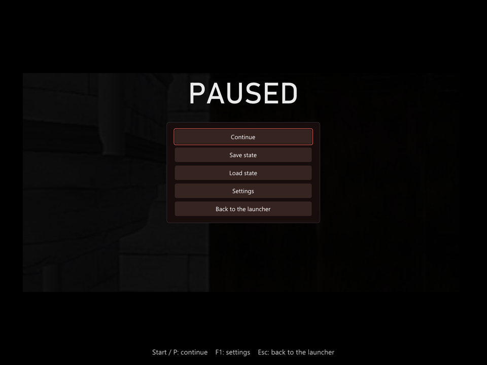 The pause menu