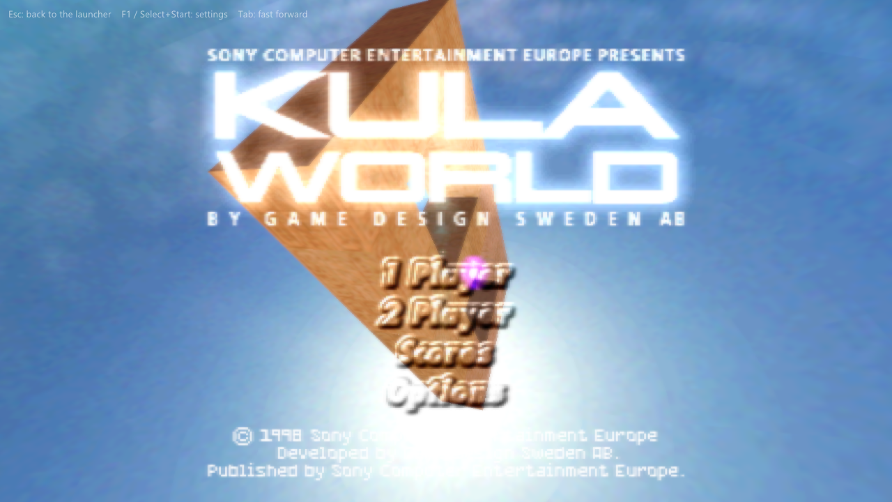 Kula World (Europe): the title screen