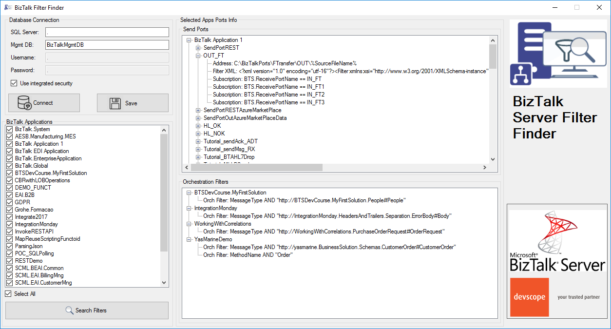 BizTalk Filter Finder Tool