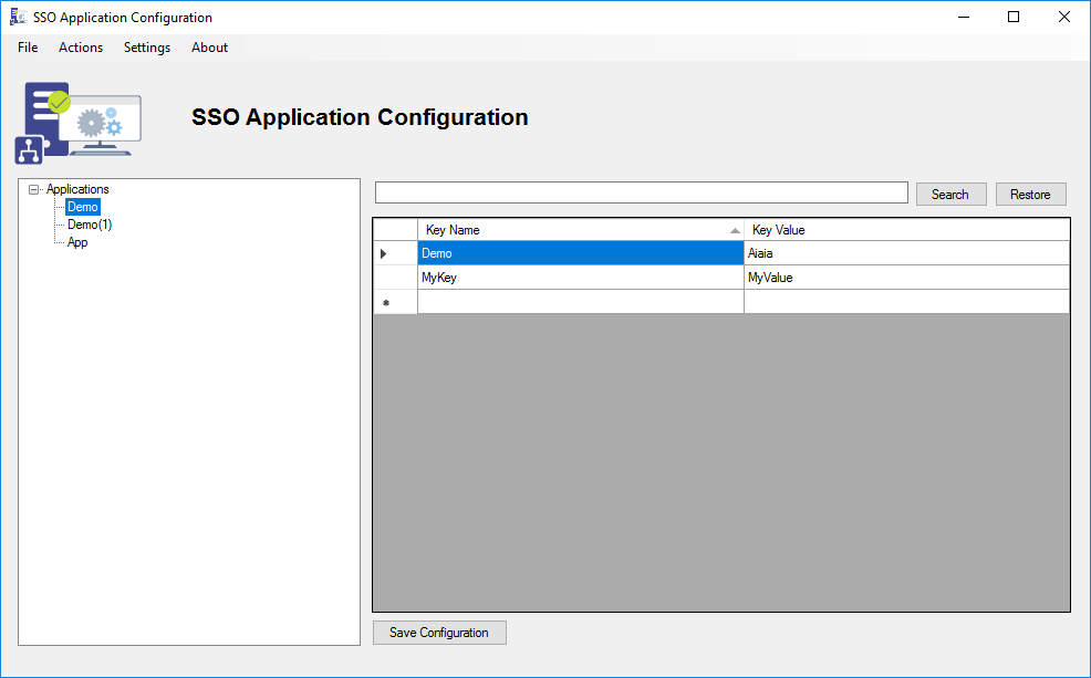 SSO Application Configuration Tool