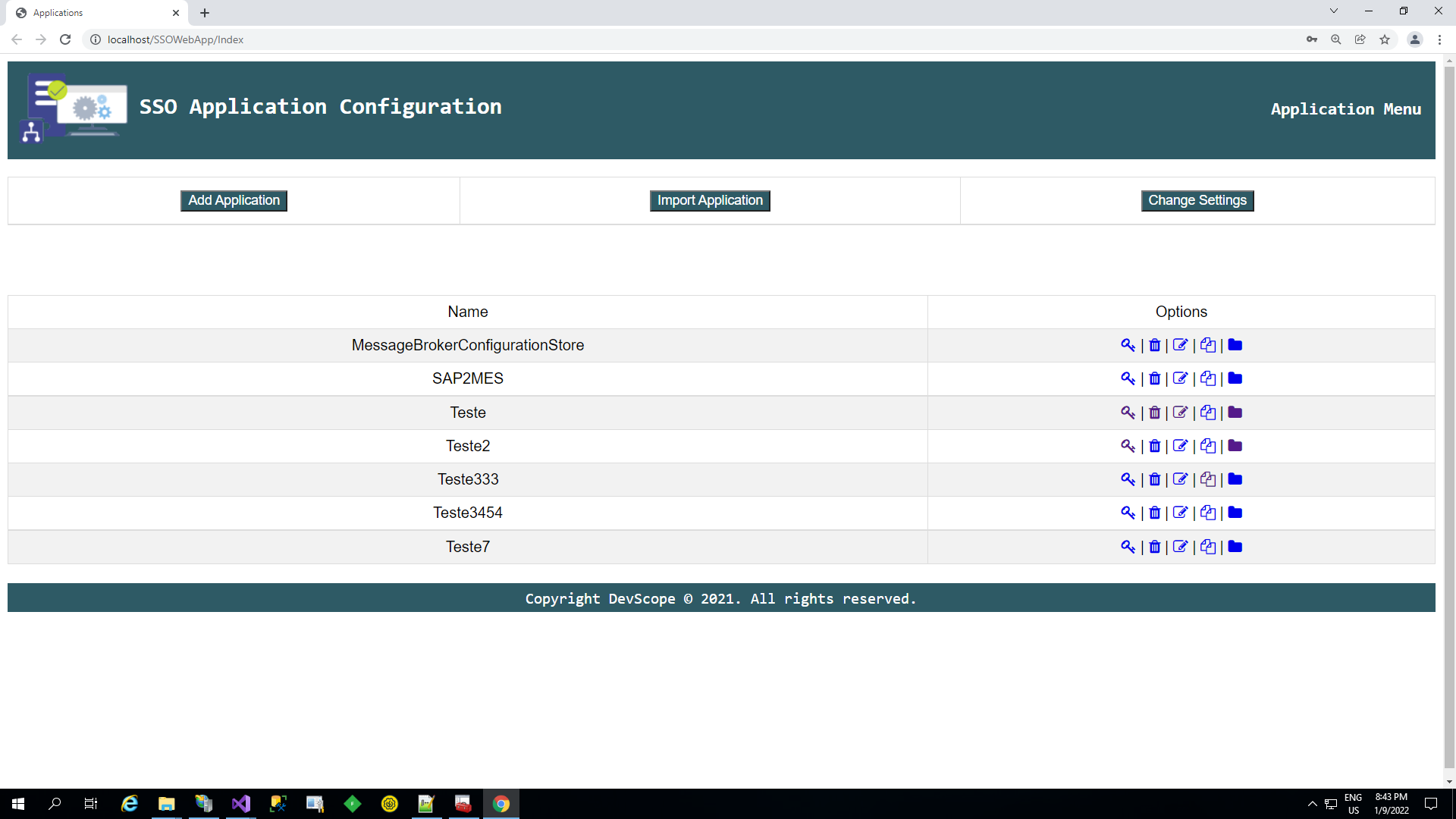 SSO Application Configuration Web Tool