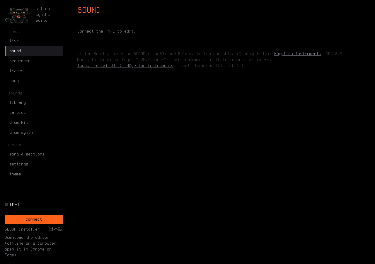 Editor web de Kitten Synths