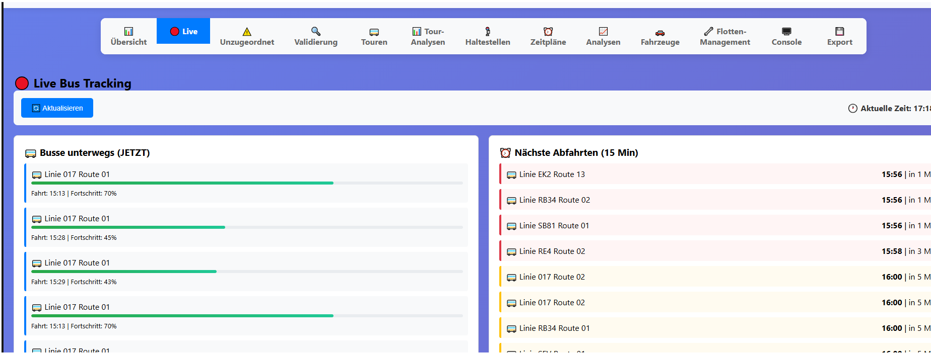 TheBus Dashboard Live Status Monitor
