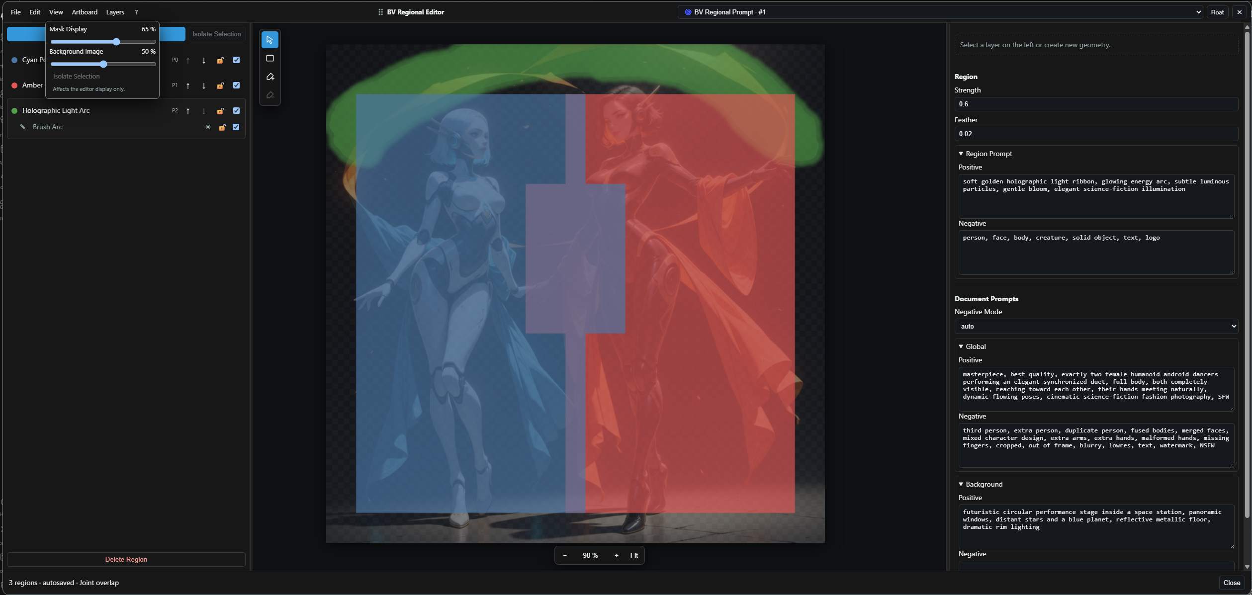Regional Editor display controls