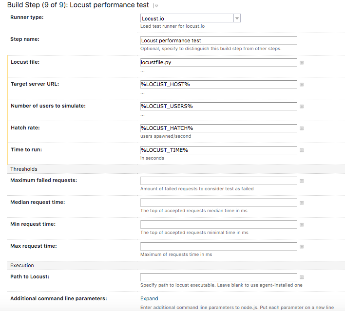 Build step configuration