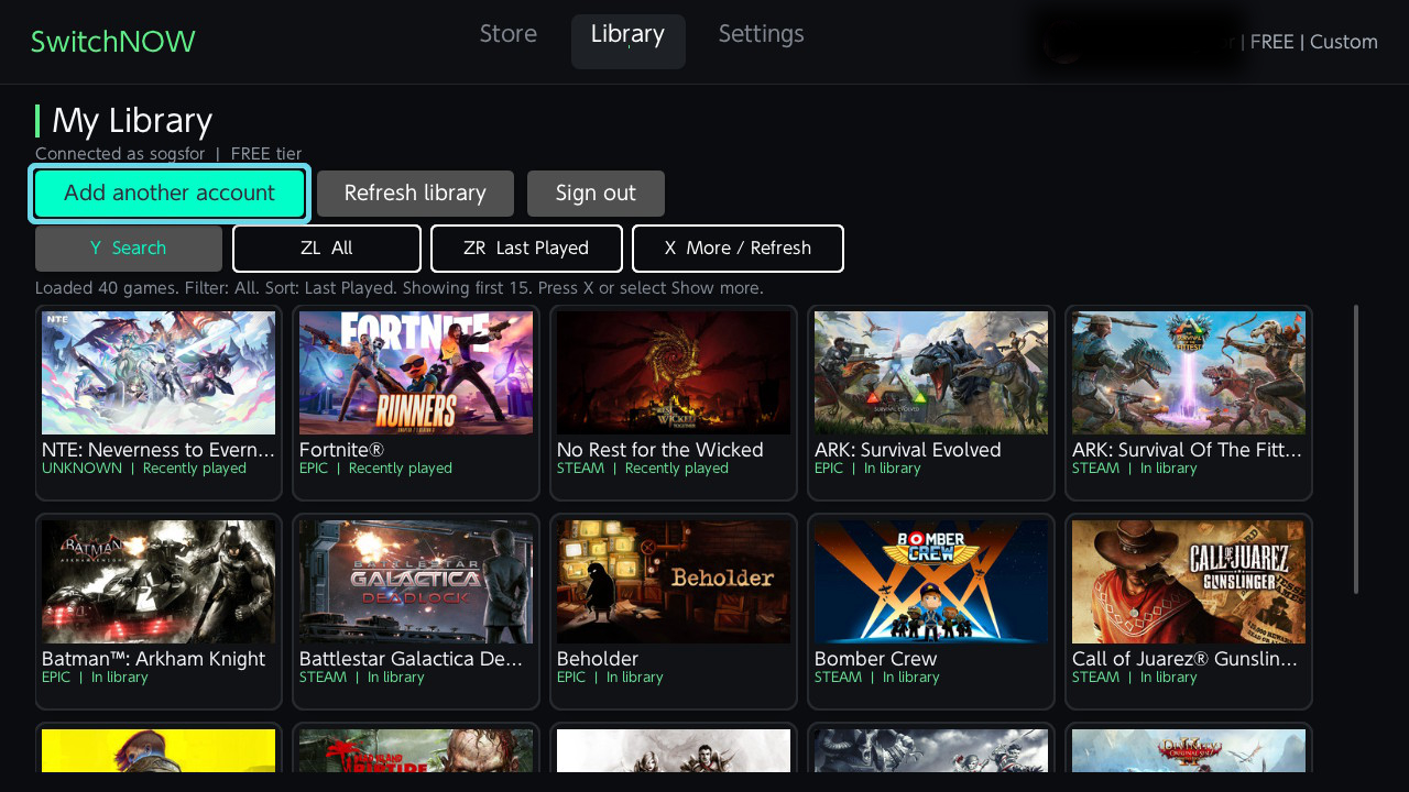 SwitchNOW game library