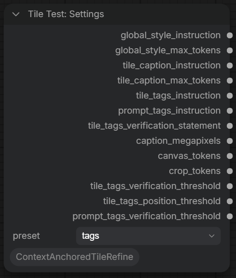 Tile Test: Settings