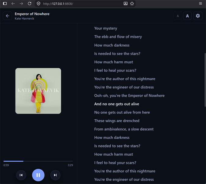 Lyrics view