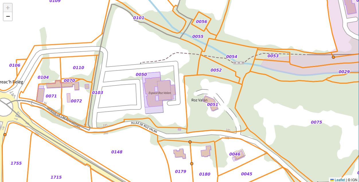 IGN cadastral parcel overlay
