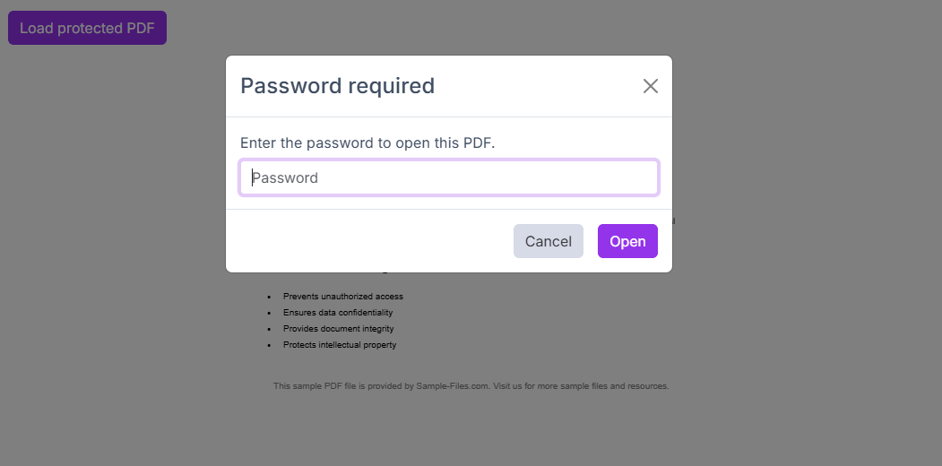 PdfViewer Password Prompt