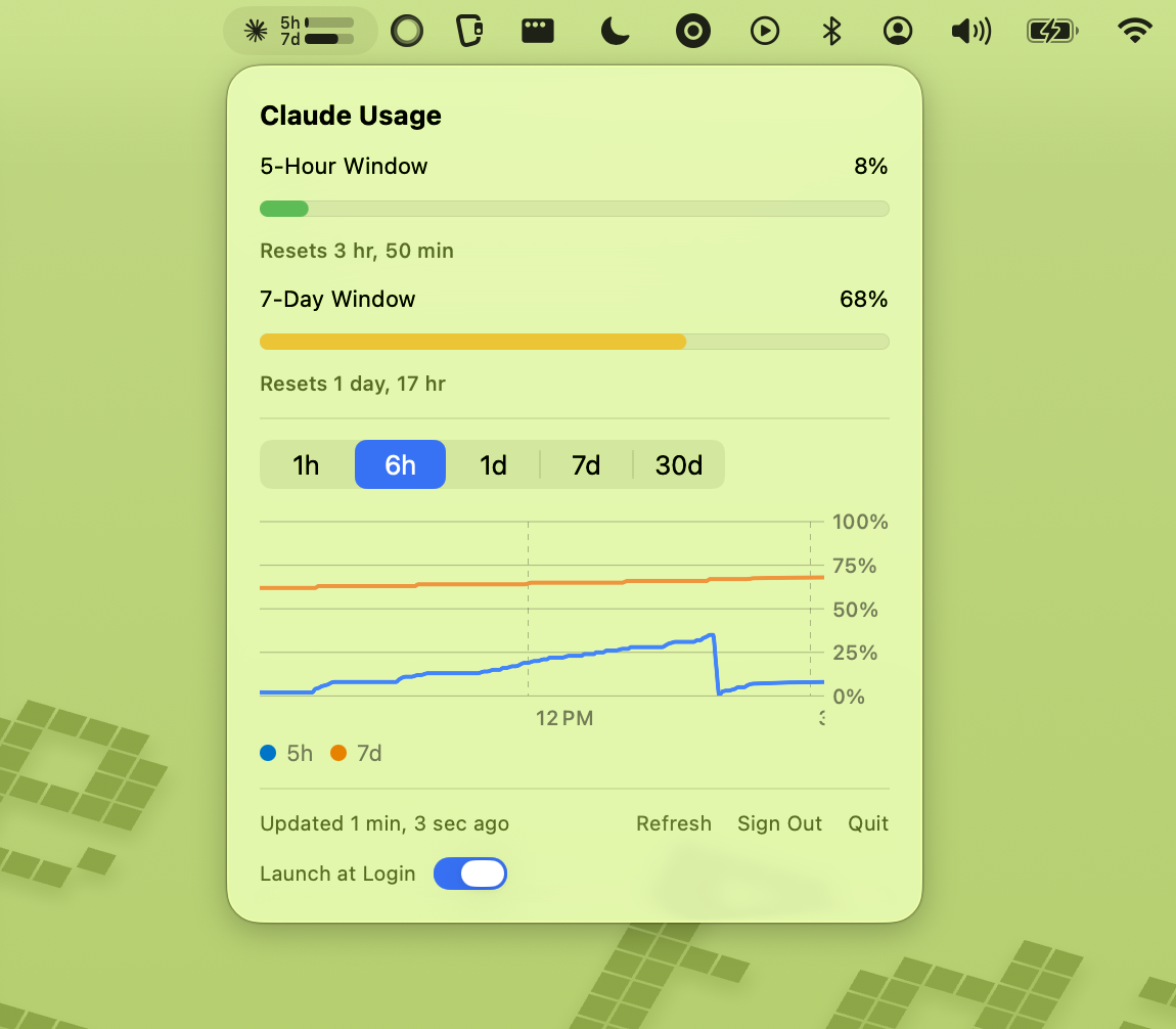 Claude Usage Bar demo