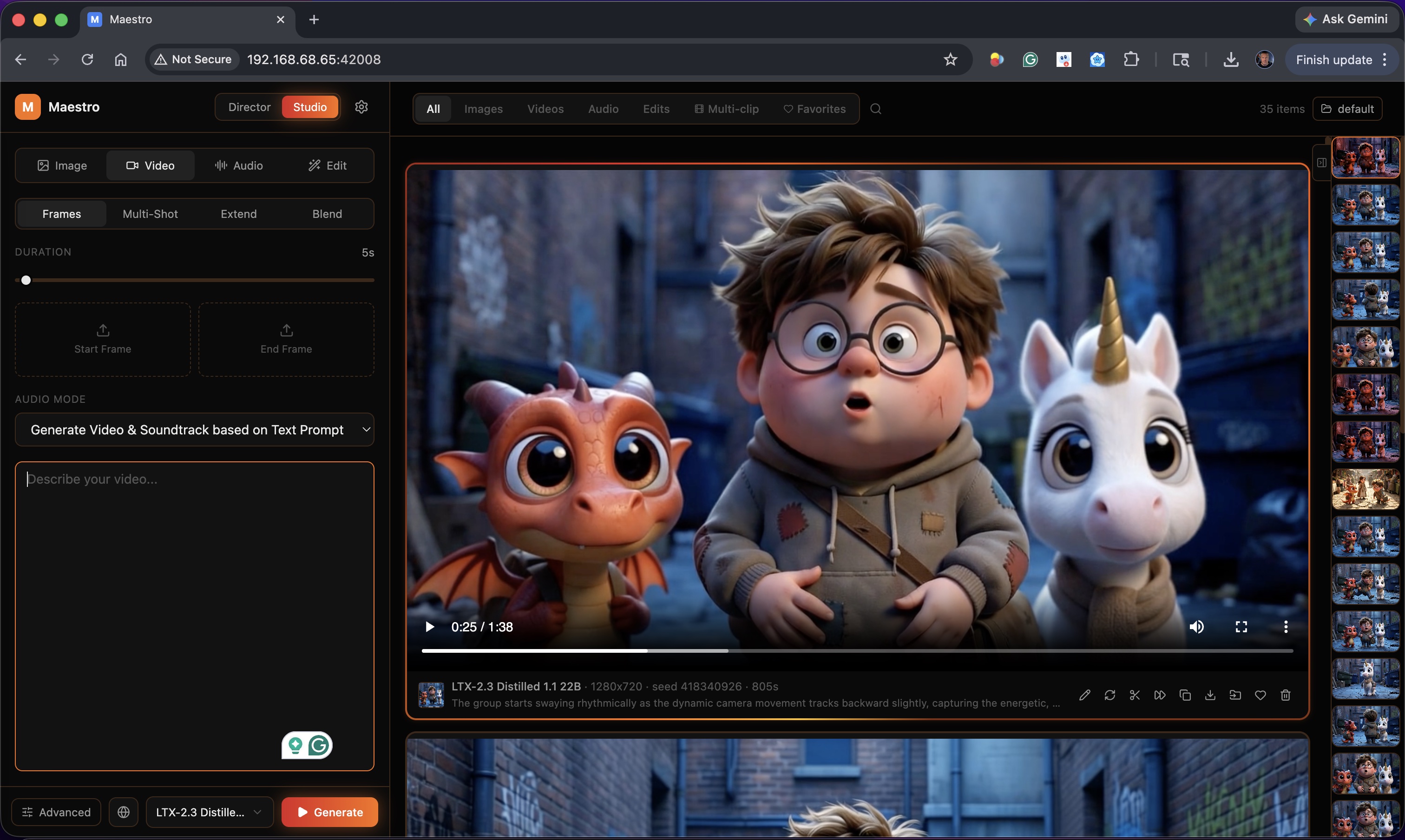 Maestro interface screenshot