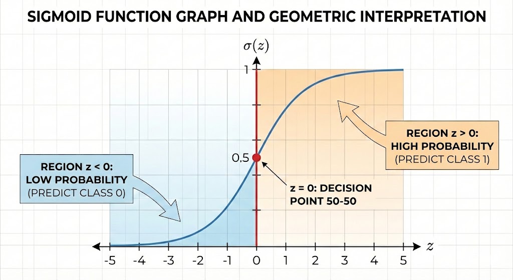 Pic 4. Sigmoid function graph and geometric meaning