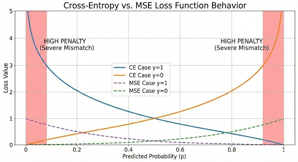 Pic 5. Cross-Entropy Loss graph versus predicted probability p