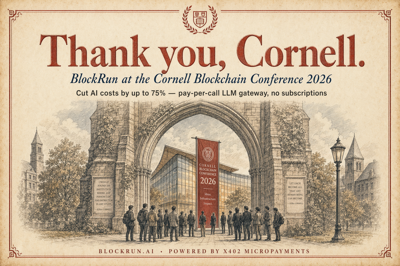 Thank you, Cornell — BlockRun at the Cornell Blockchain Conference 2026