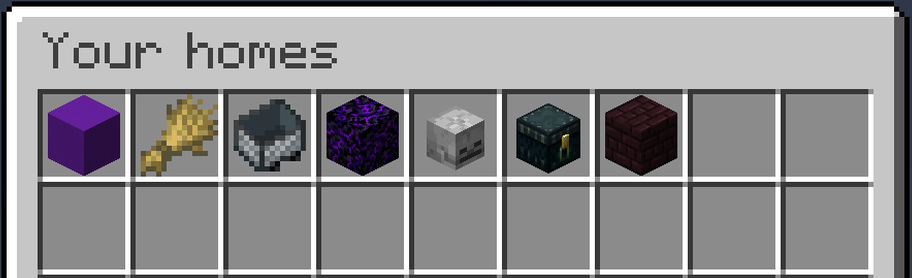 The homes menu, with each home shown as its own item
