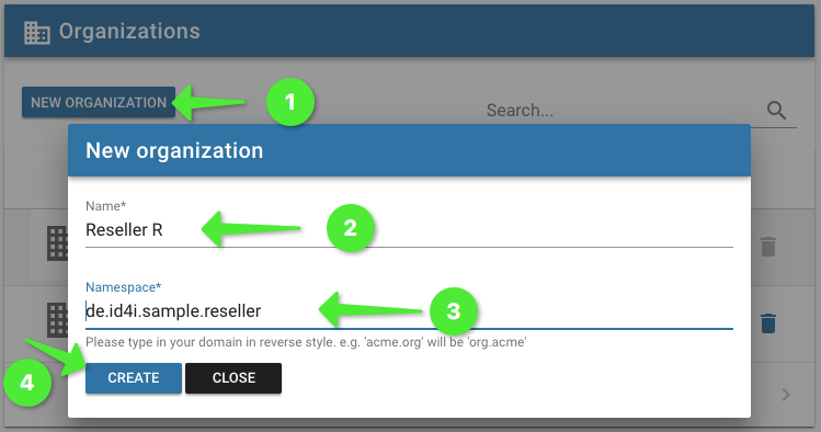 create organization