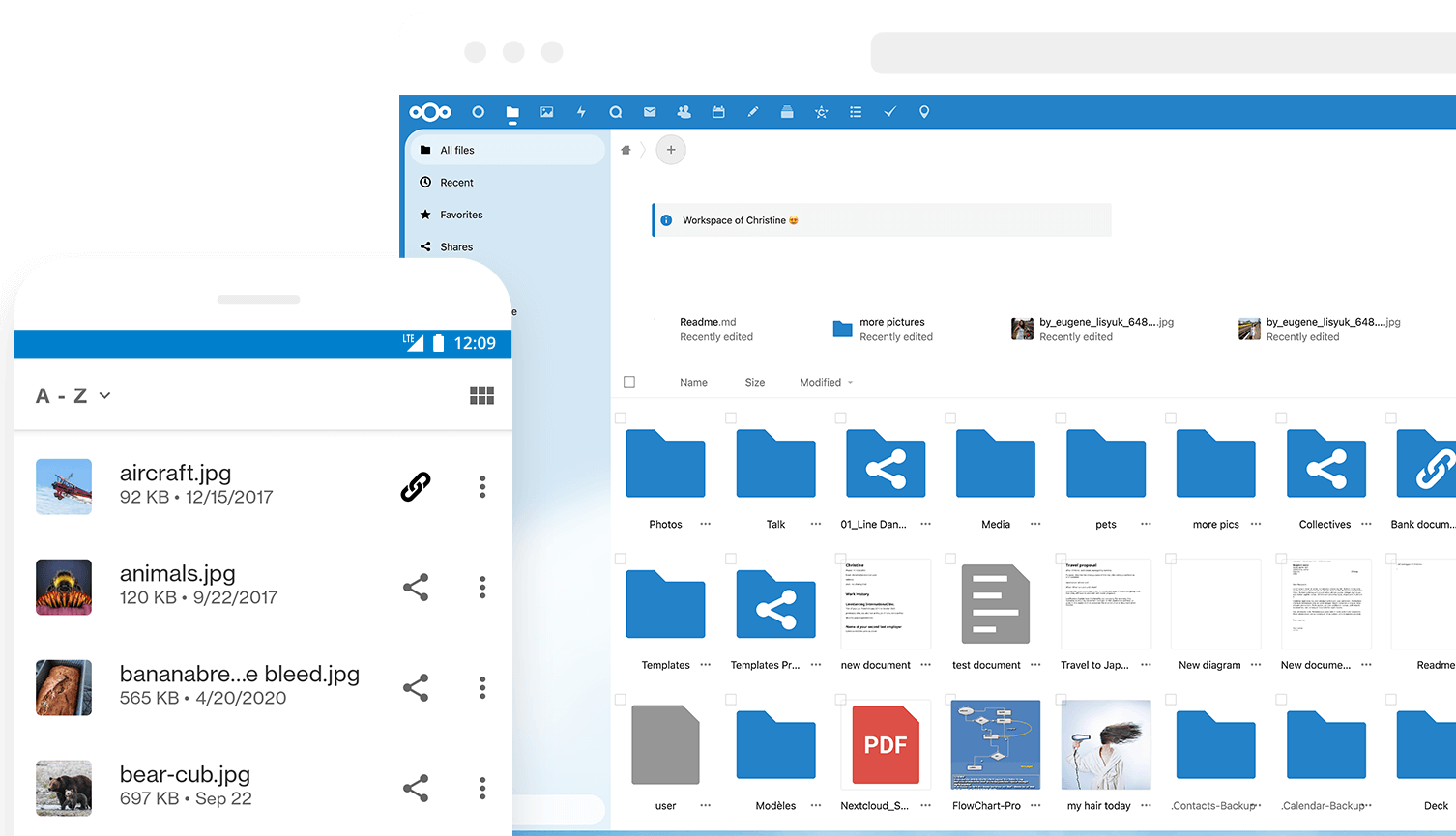 Screenshot of Nextcloud