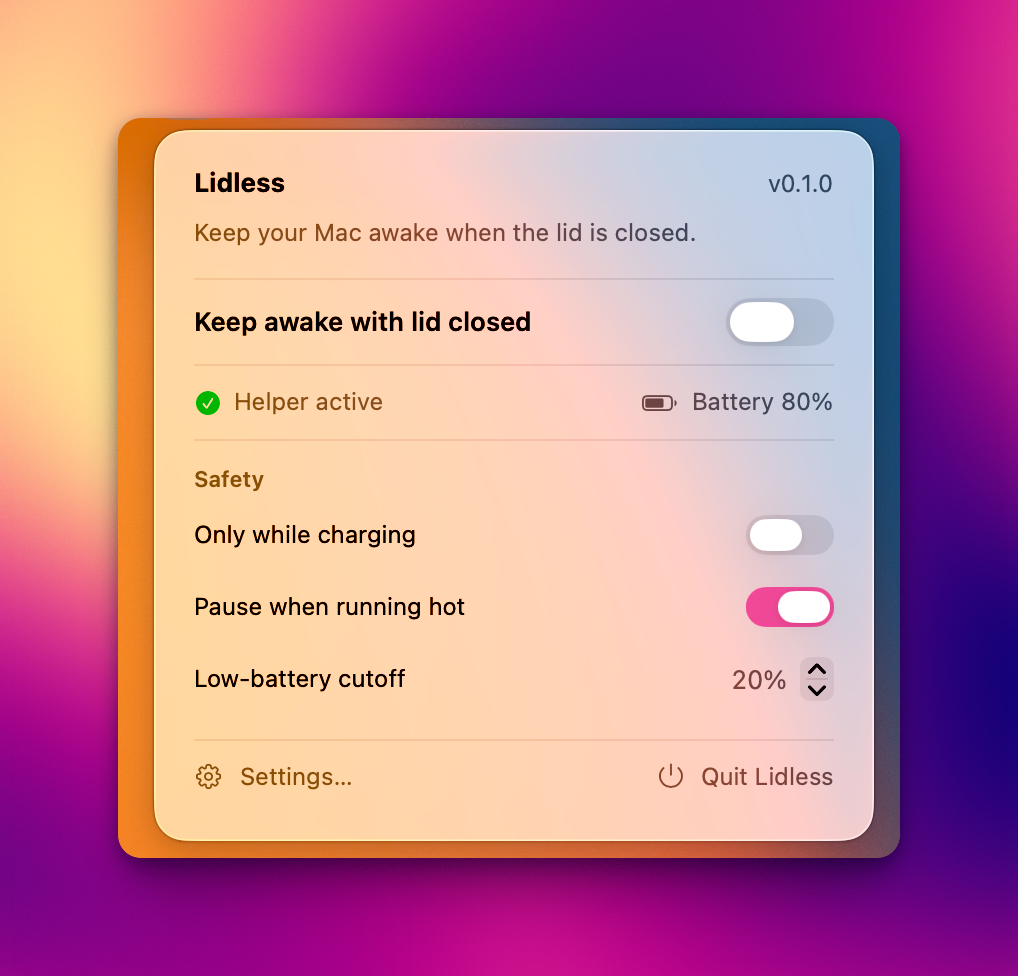 Lidless interface