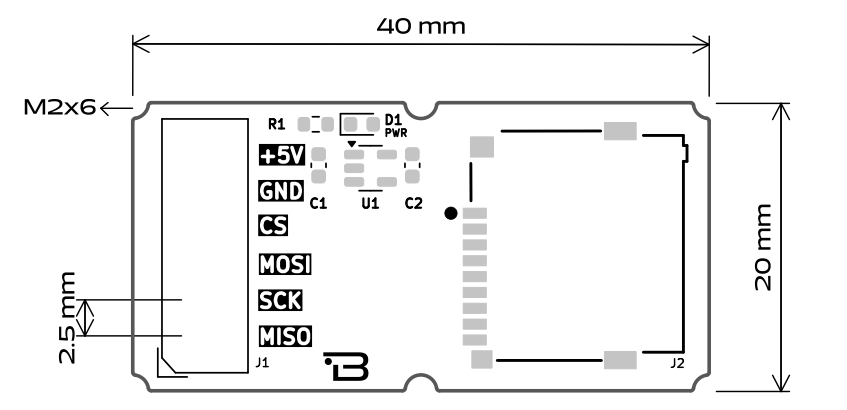 Afmetingen van de Boardoza MicroSD-kaartadapter