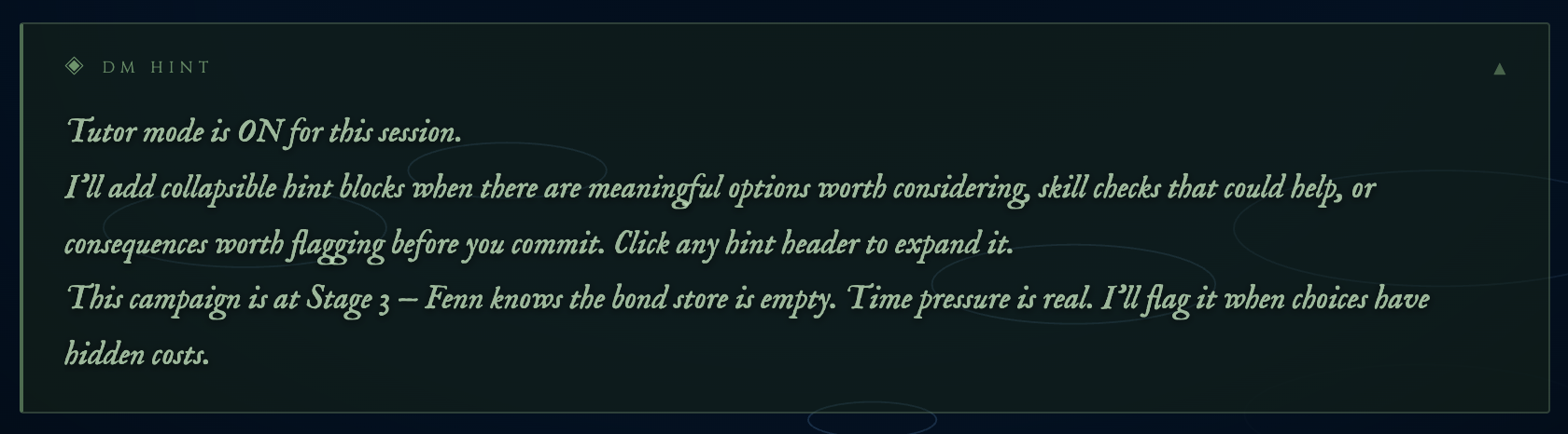 Tutor mode intro hint