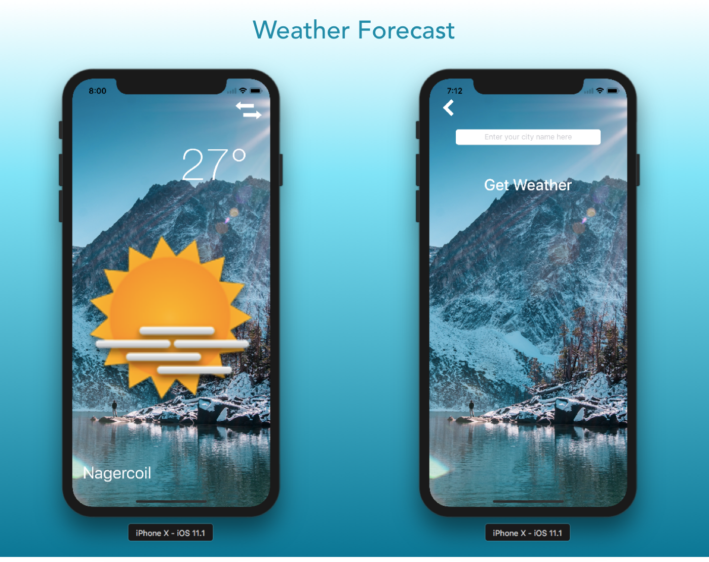 Screenshot of Weather Forecast App for iOS