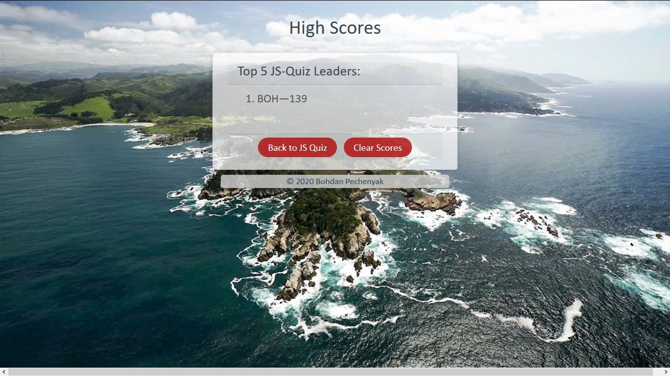 Screenshot of the High Scores page