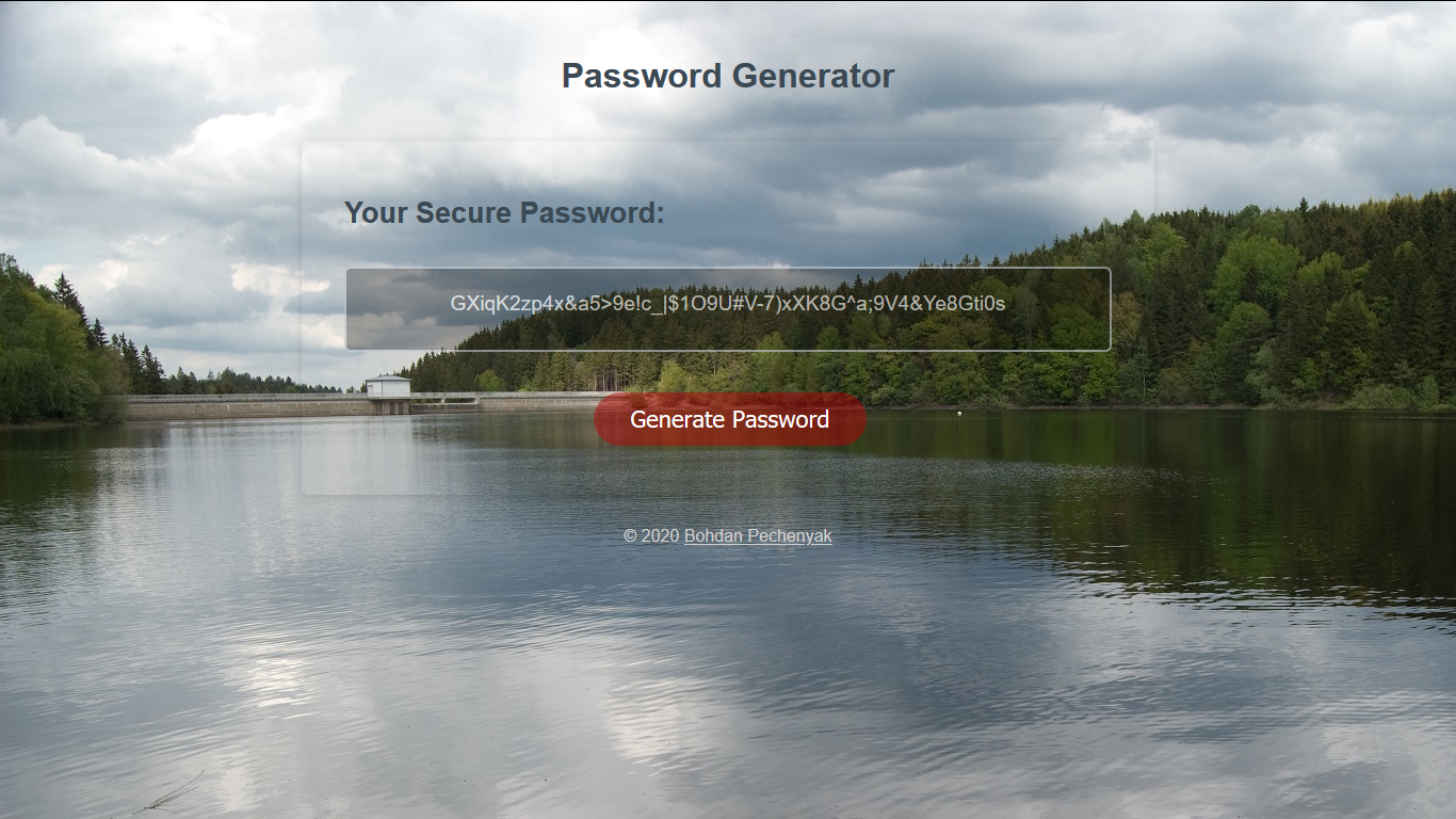 Screenshot after password generation