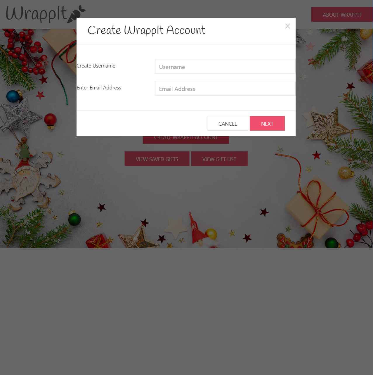 WrappIt App Creating Account