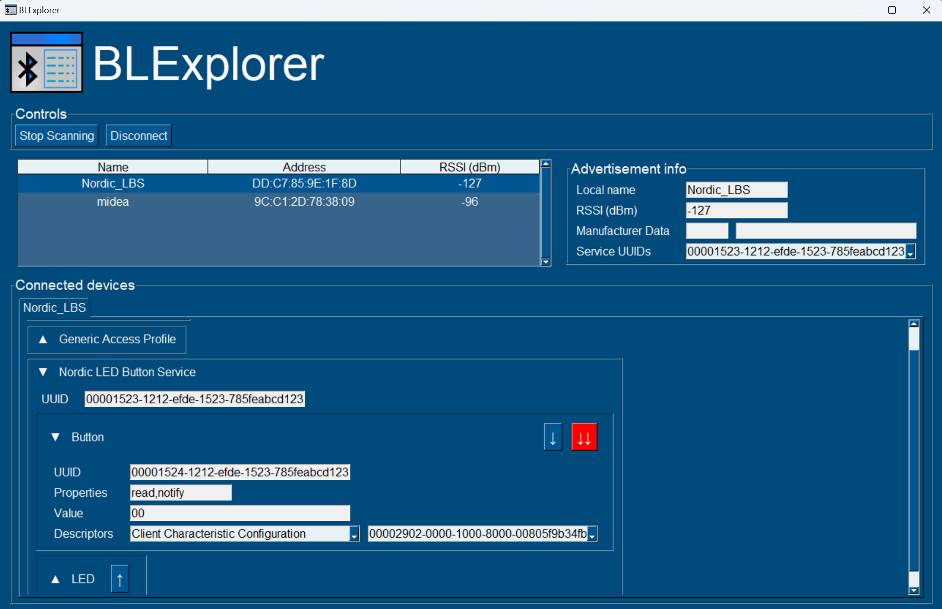 BLExplorer main window