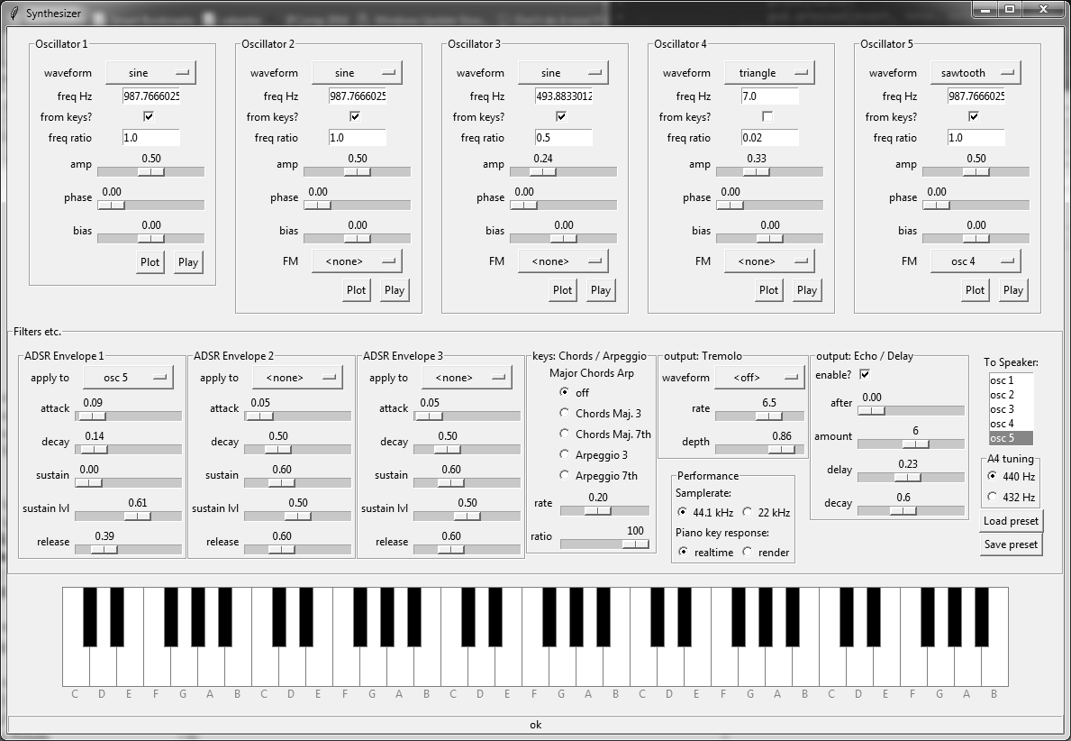 Synth GUI screenshot