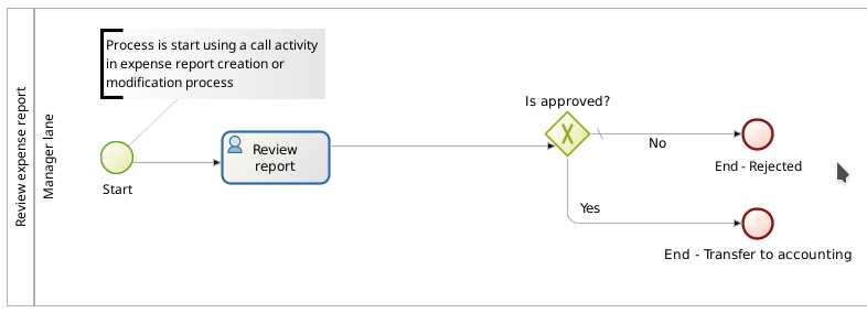 Process diagram to review an expense report
