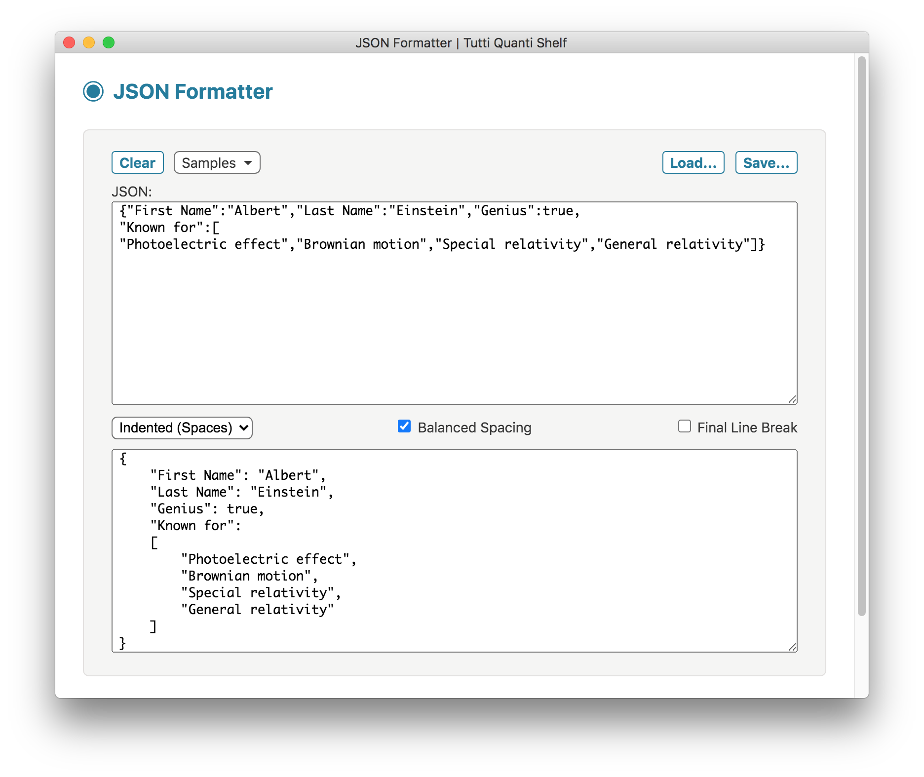 JSON Formatter screenshot