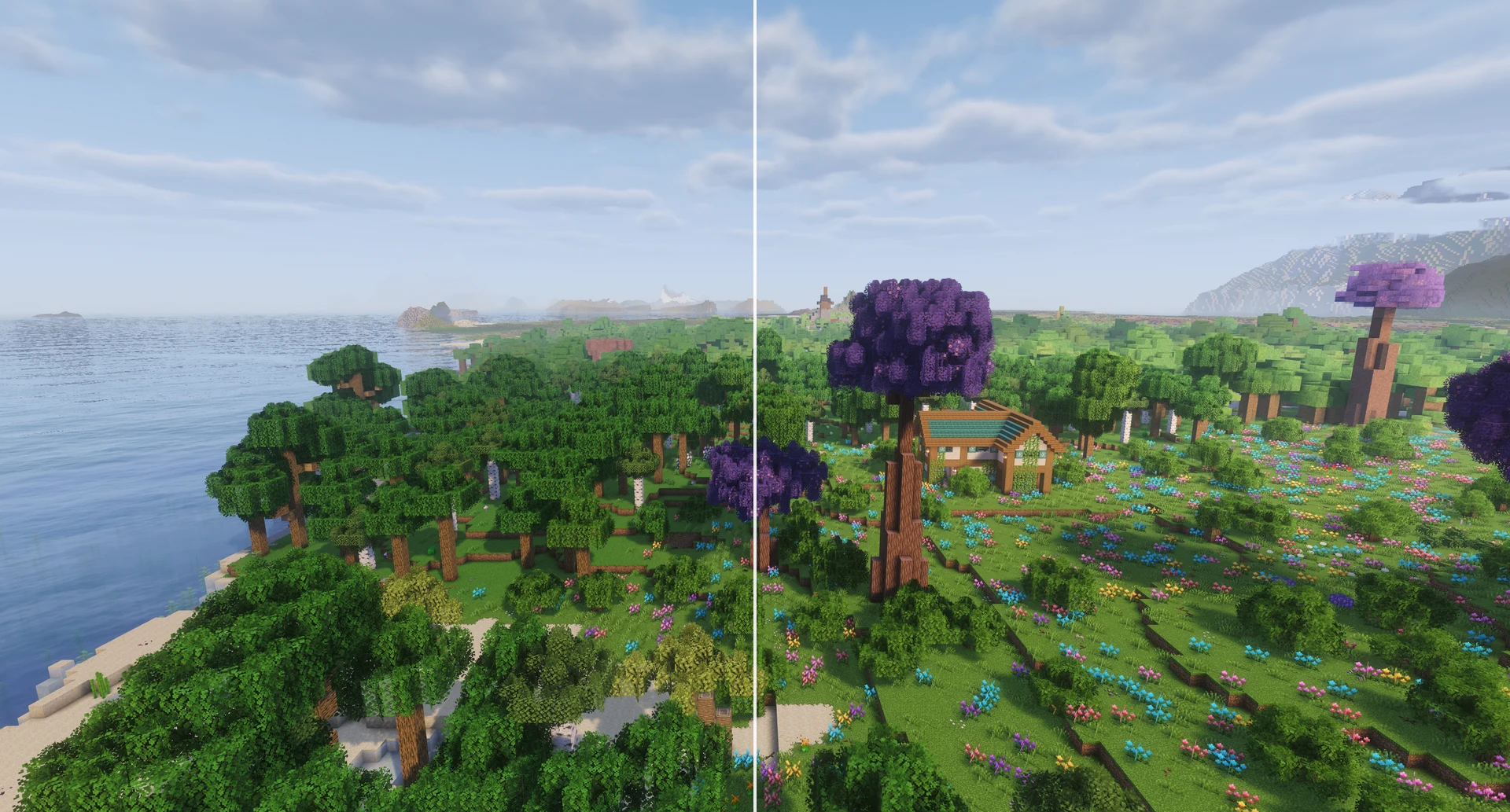 Forest from above: left half without DLSS, right half with Bons DLSS Diet