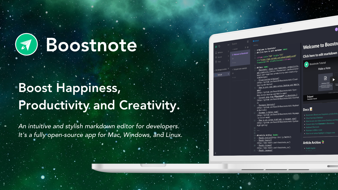 Boostio Boostnote A Markdown Editor For Developers On Mac Windows And Linux