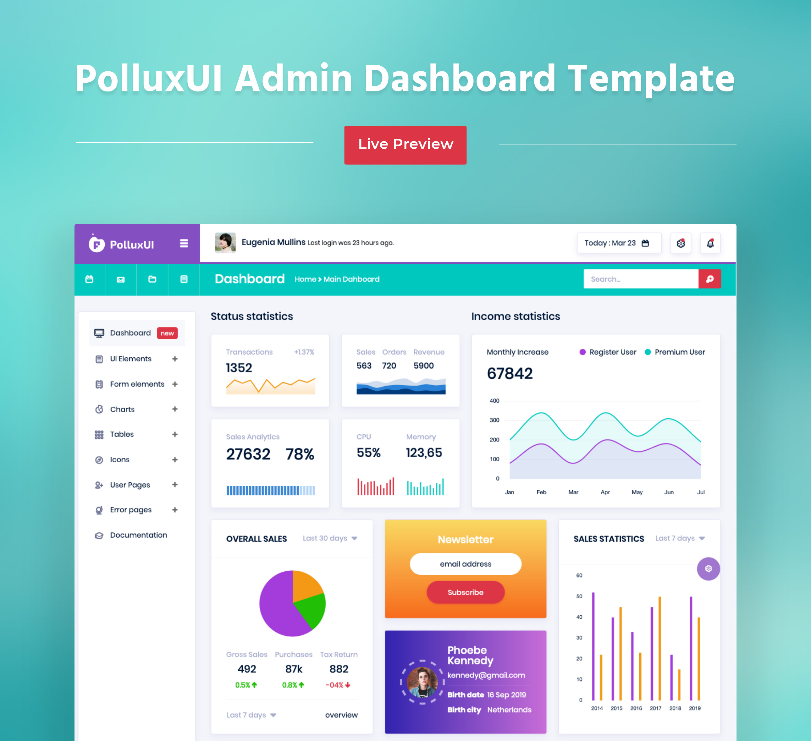 polluxui-free-admin-template 网站模板截图