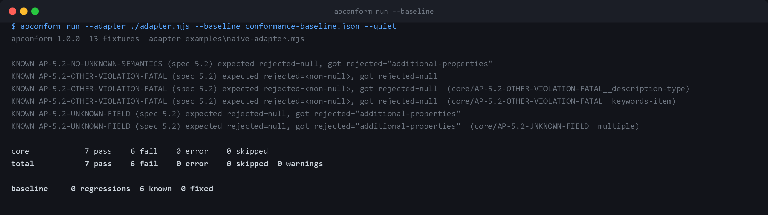 apconform gating on change against a baseline
