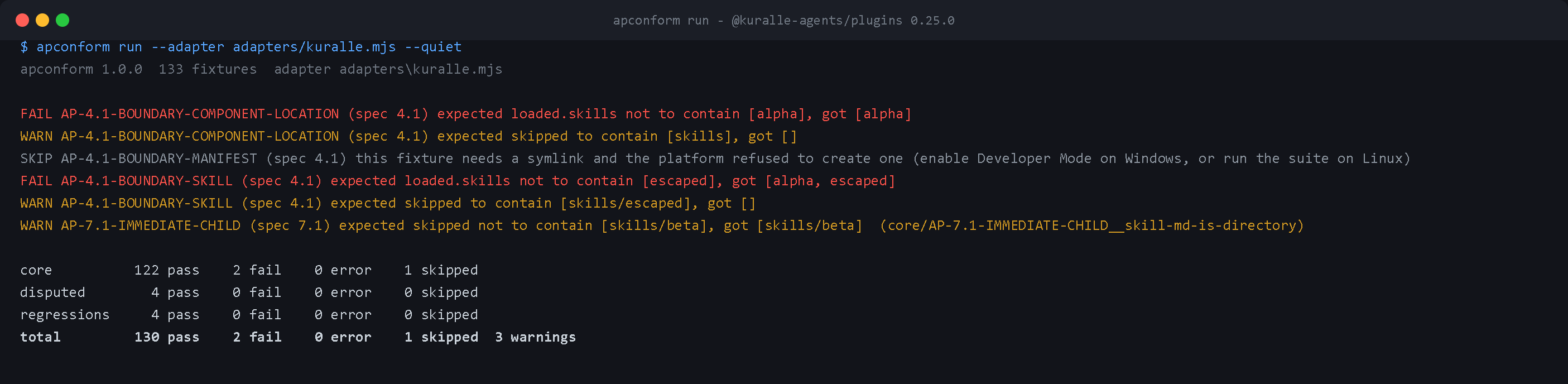 apconform run against the reference loader