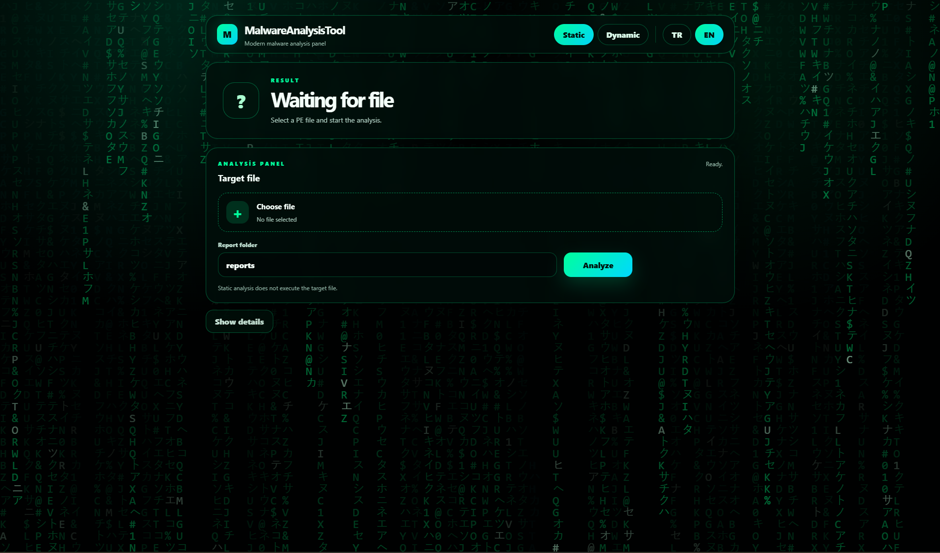 MalwareAnalysisTool GUI 1