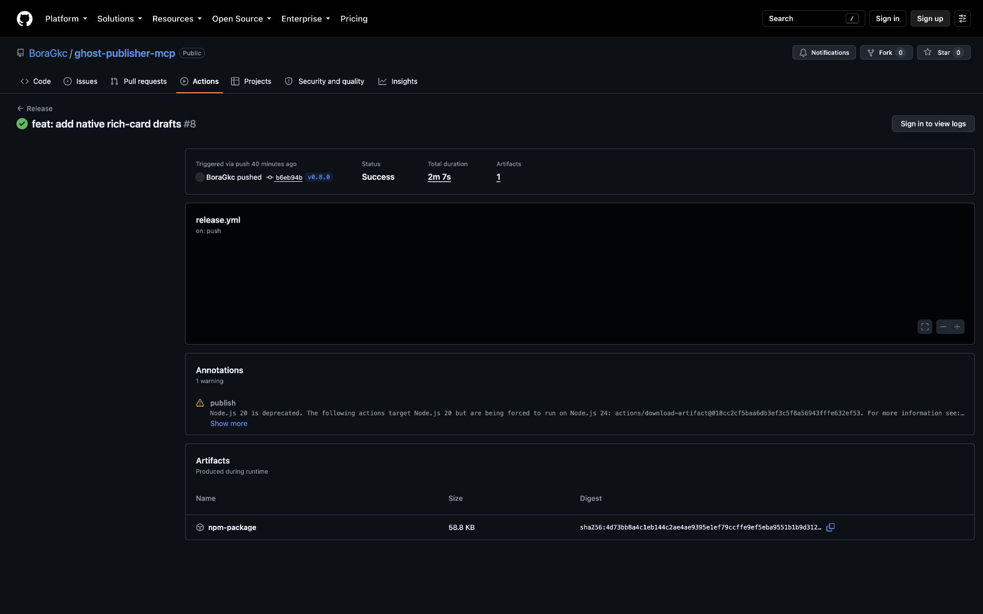 v0.8.0 Ghost 5 and Ghost 6 release workflow