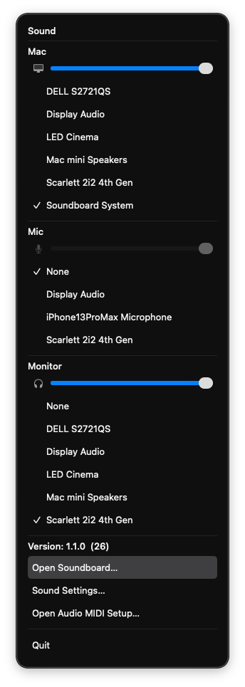Soundboard menu-bar control