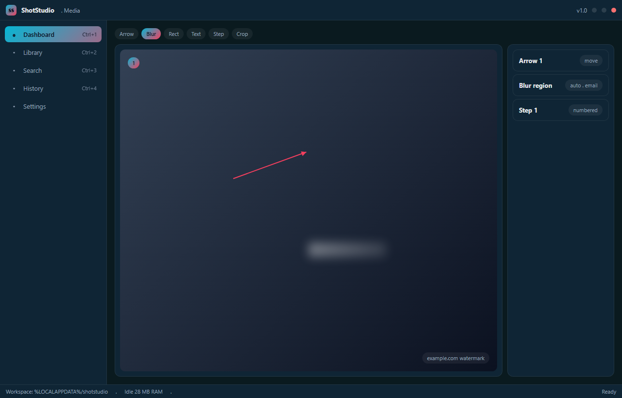 ShotStudio interface