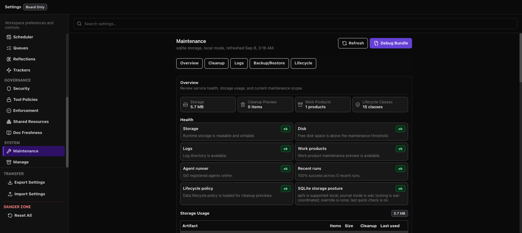 6.2.0 Maintenance Center