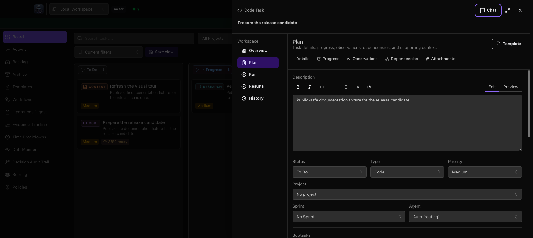 Progressive task workspace