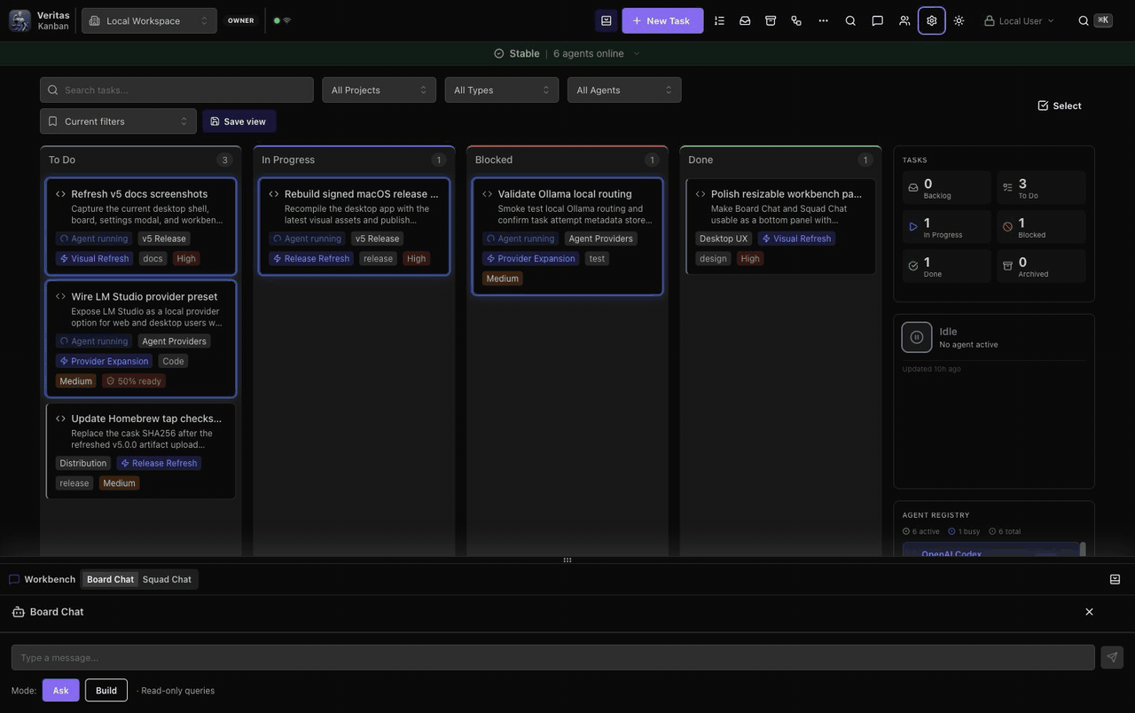 Veritas Kanban v5 board, workflow, and audit tour