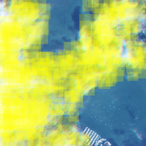 Areas with yellow boxes are clouds cloud detection boxes