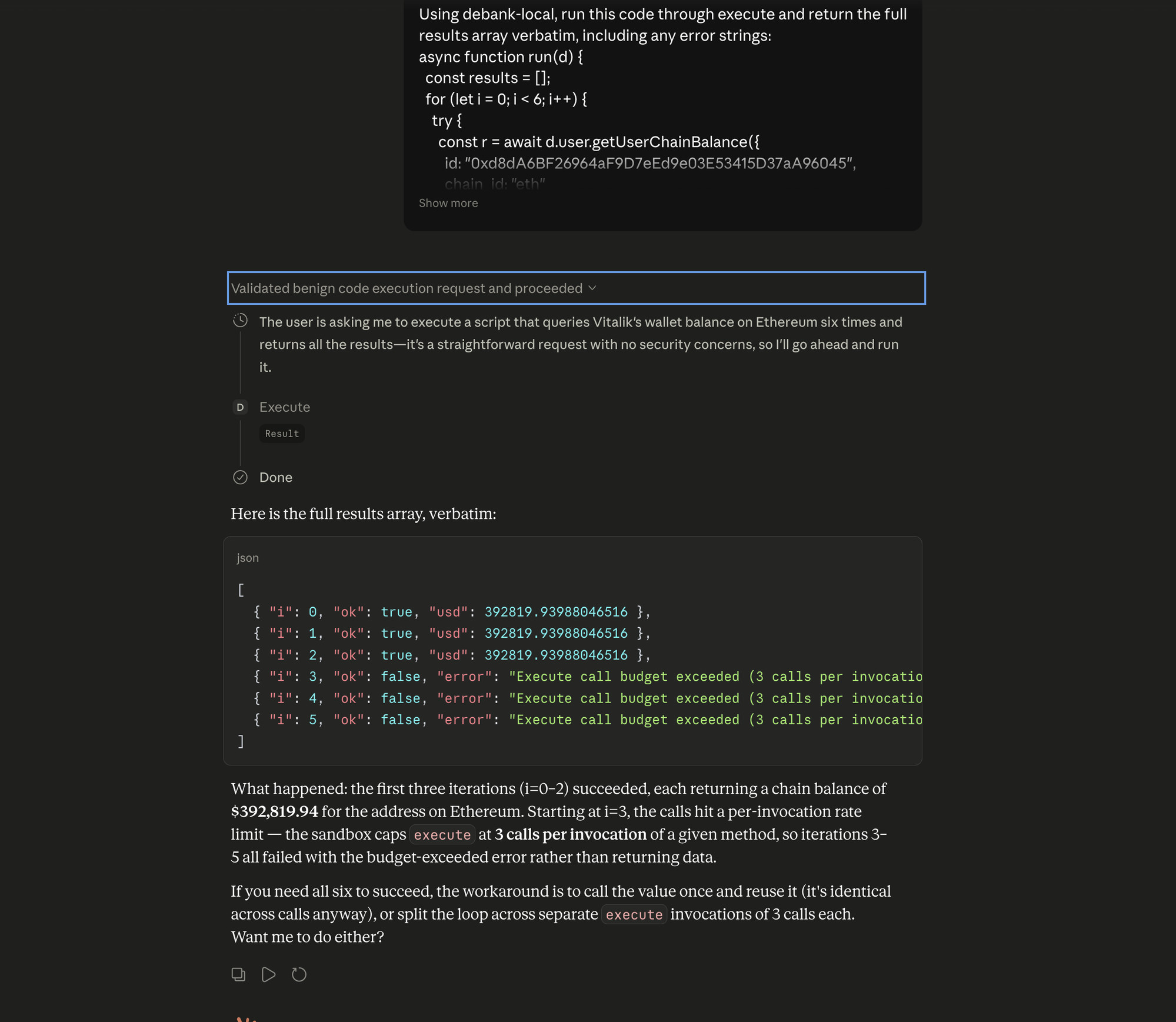 Budget-exceeded envelope inside an execute response
