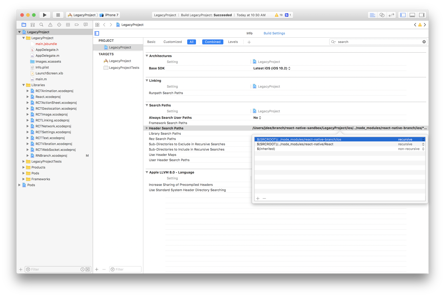 Custom Header Search Path