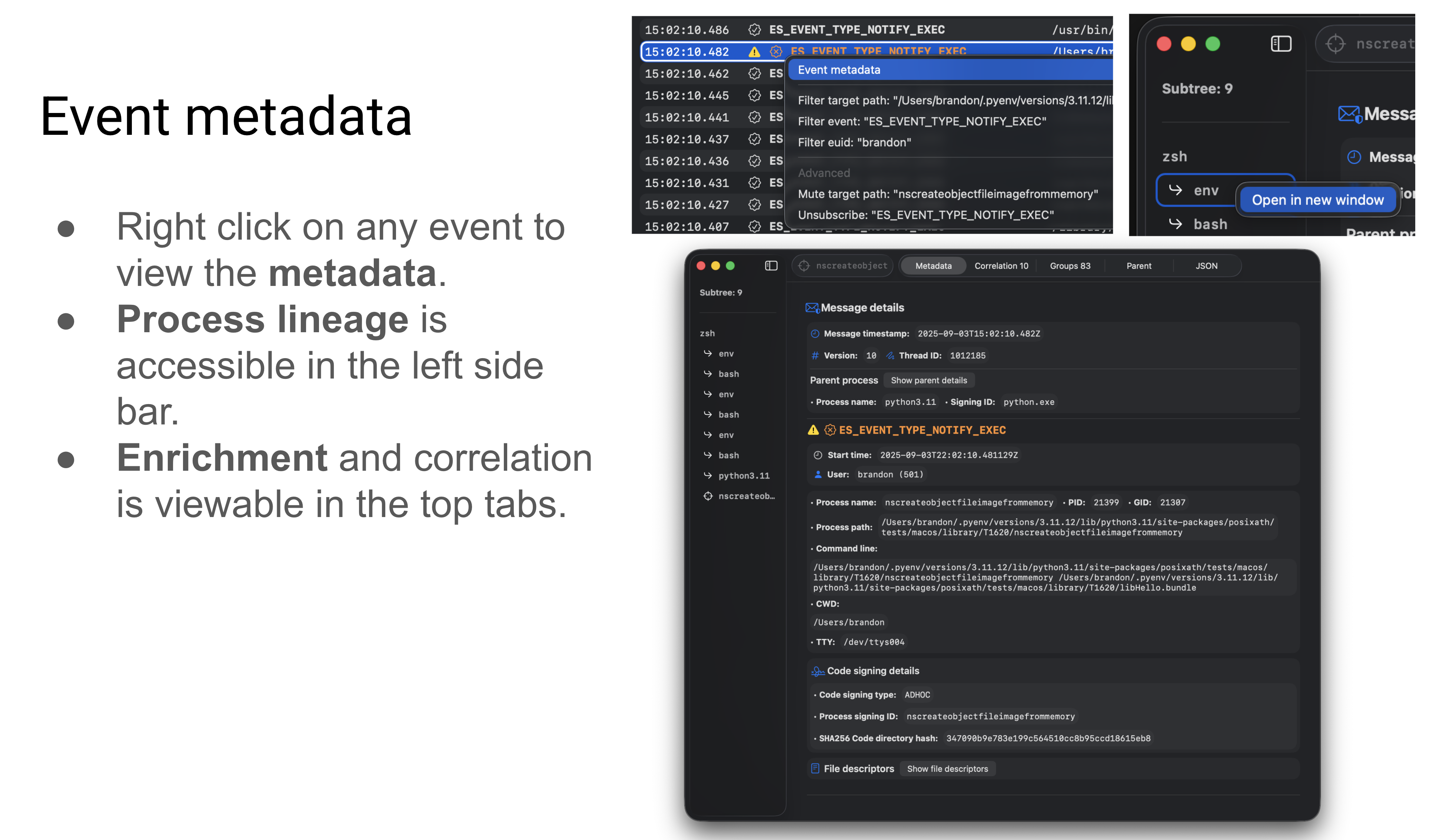 Event facts overview